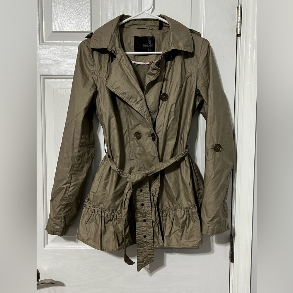 Buffalo David Bitton Tan Pea Coat with Belted Waist
